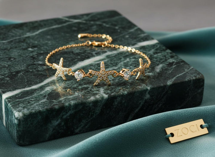 Gold Starfish Crystal Bracelet