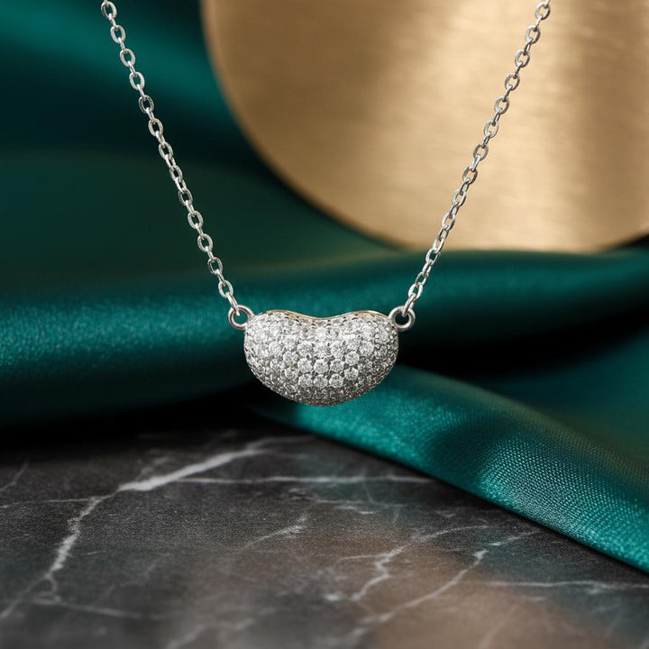 Puffed Pavé Heart Necklace