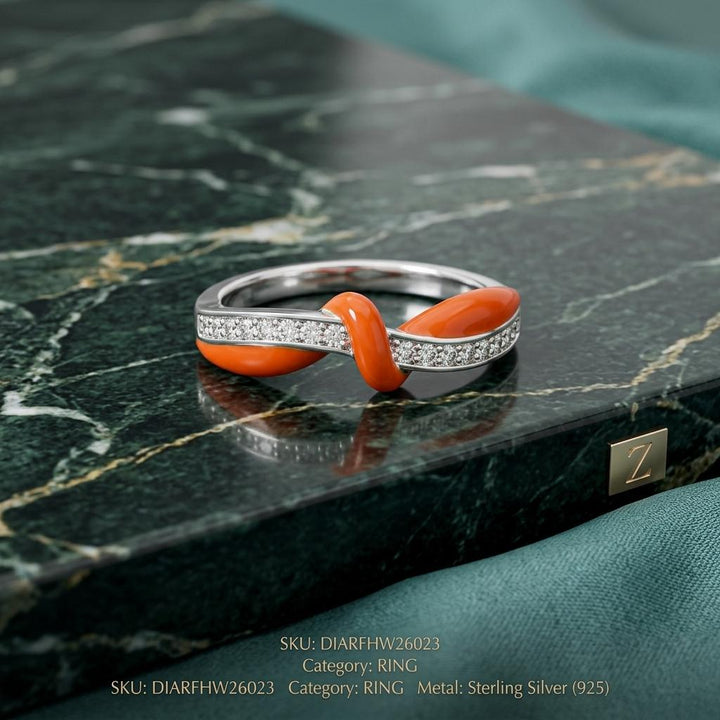 Sculpted Orange Pavé Ring