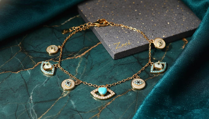 Turquoise Evil Eye Charm Bracelet