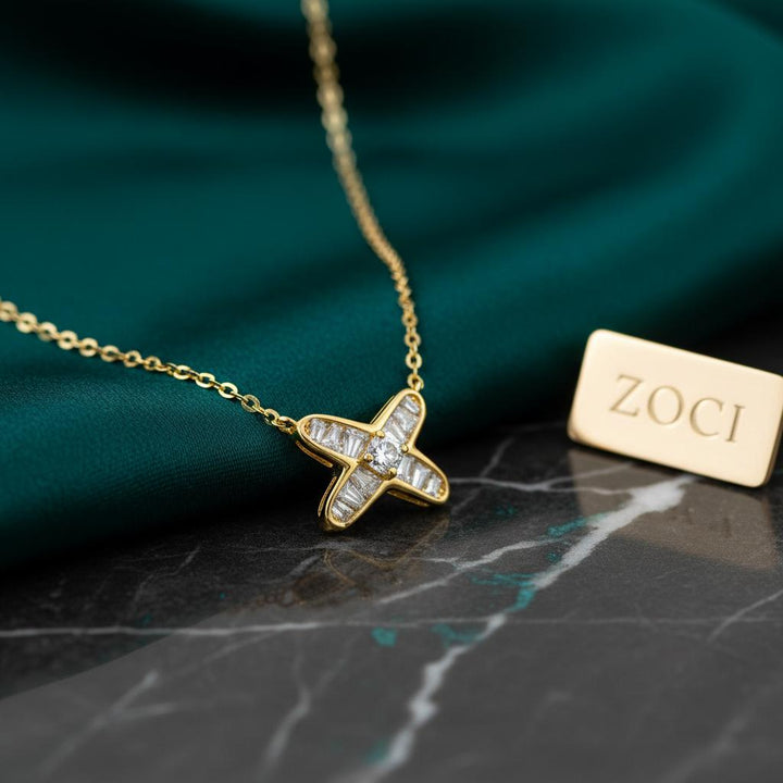 Yellow Gold Baguette Necklace