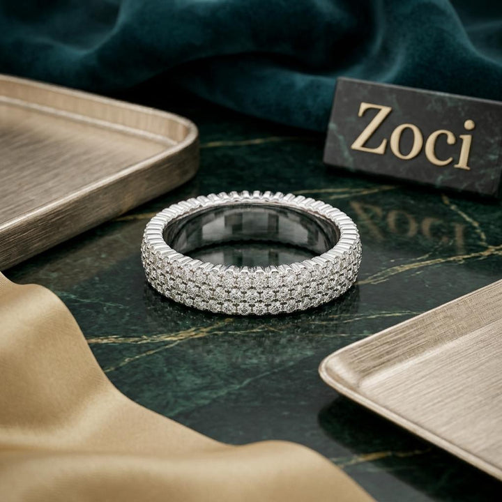 Triple Row Diamond Band
