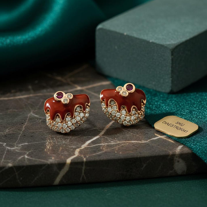 Rose Gold Ruby Drip Studs