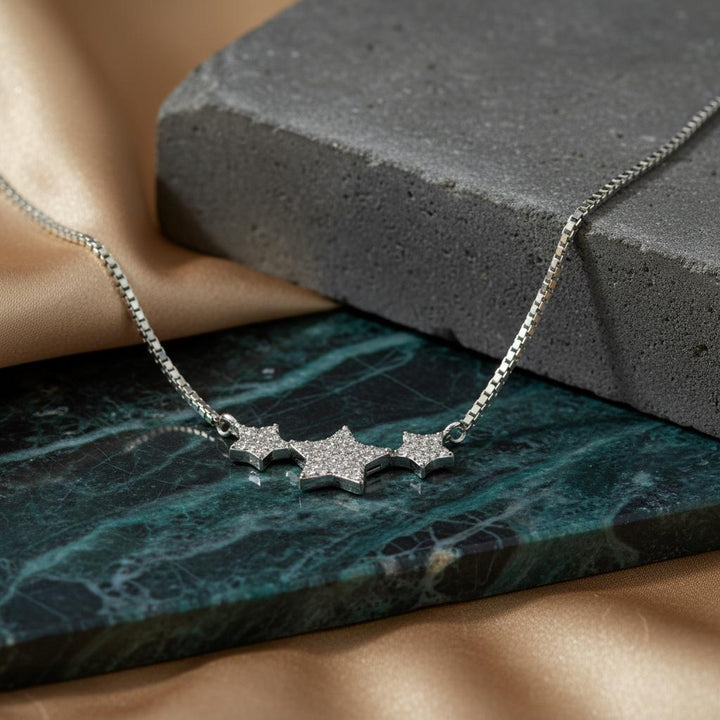 Sparkling Triple Star Necklace