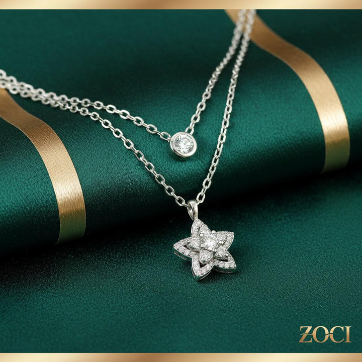 Layered Bezel Bloom Necklace