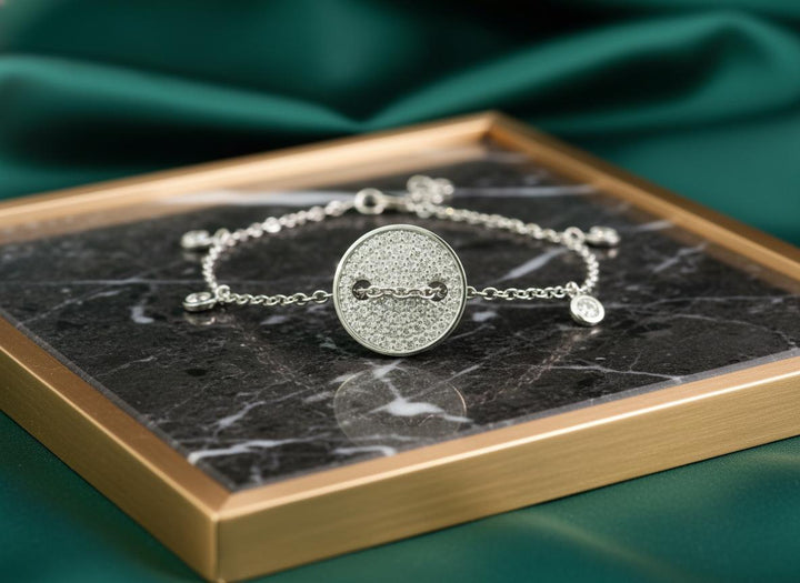 Pave Button Chain Bracelet