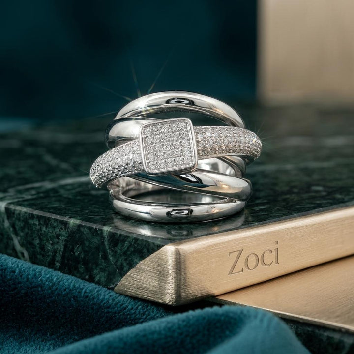 Square Pavé Multi-Band Ring