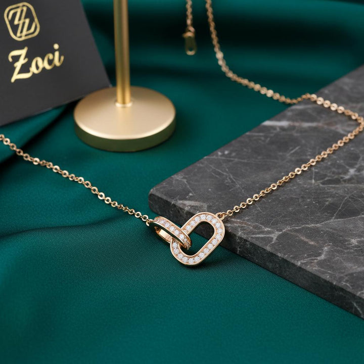 Rose Gold Pave Interlocking Link Necklace