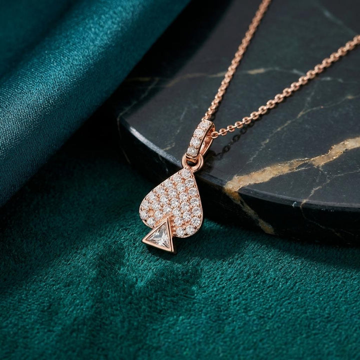 Rose Gold Pave Spade Triangle Pendant