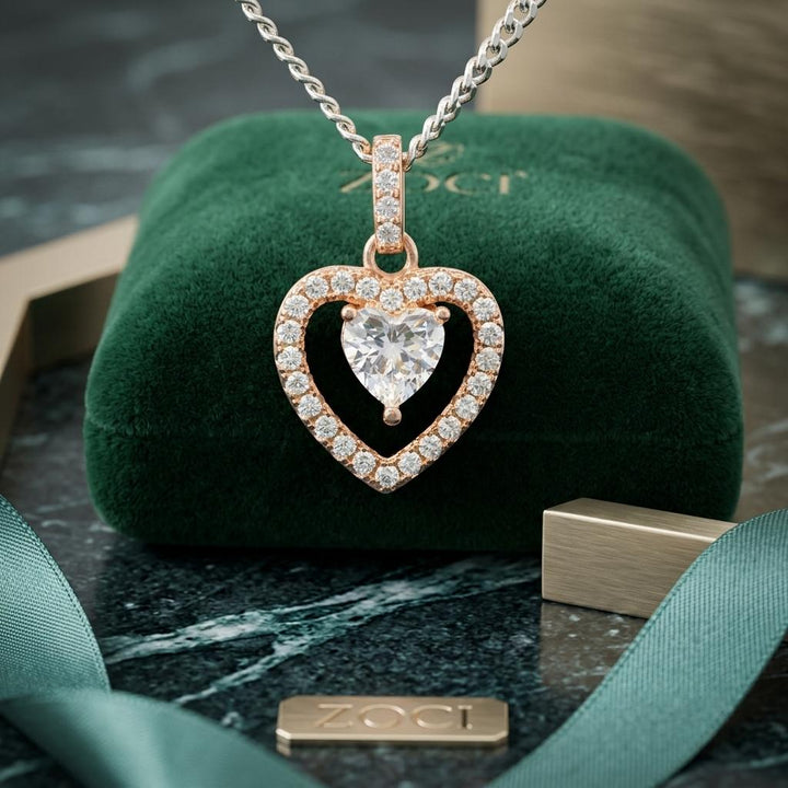 Rose Gold Nested Heart Pendant