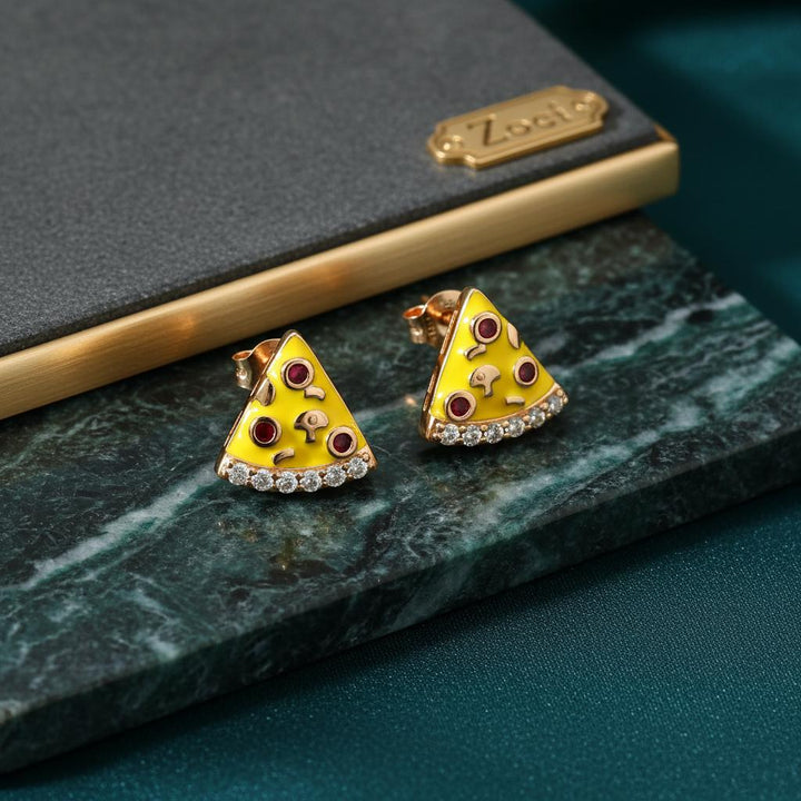 Rose Gold Sparkling Pizza Studs