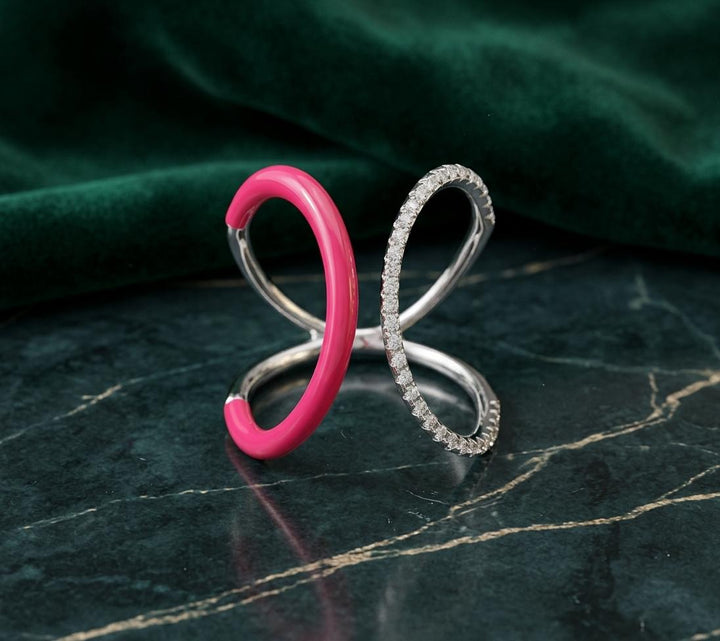 Pink Pavé Dual Band Ring