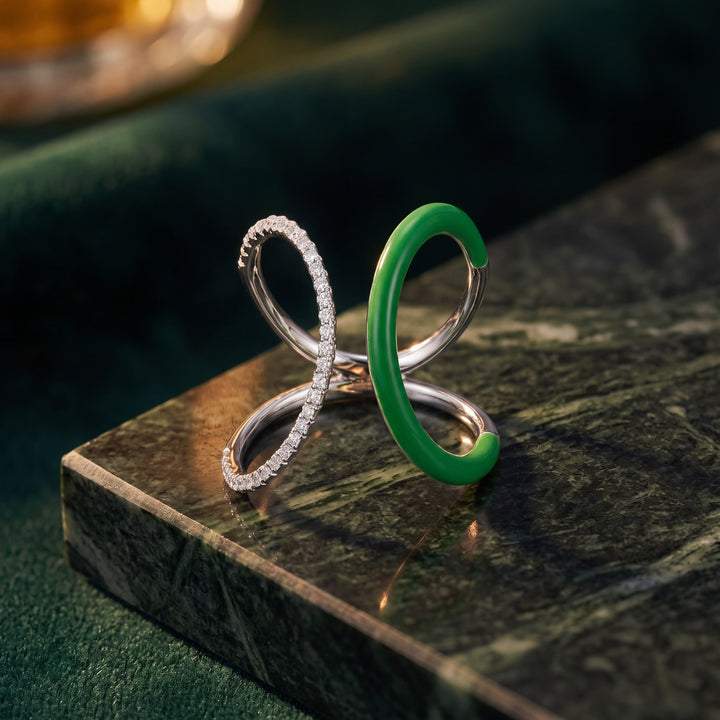 Green Pavé Infinity Ring